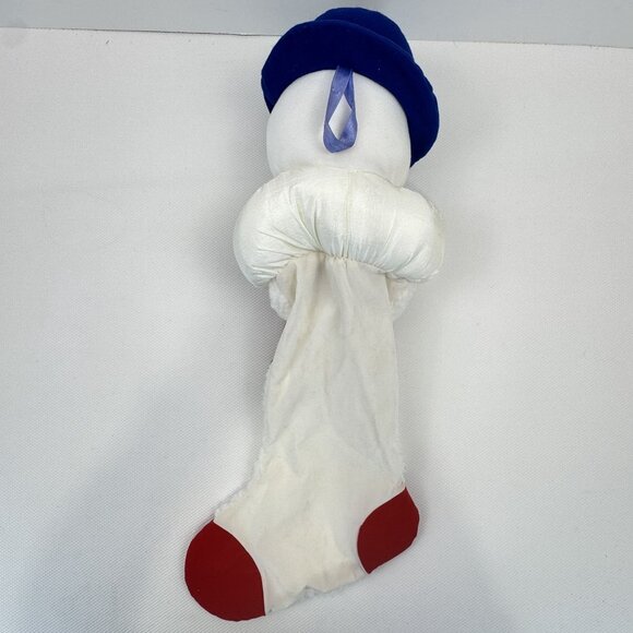 Vintage Snowman Christmas Stocking Parachute Fabric Sherpa Hat Candy Cane 24" - Picture 4 of 16